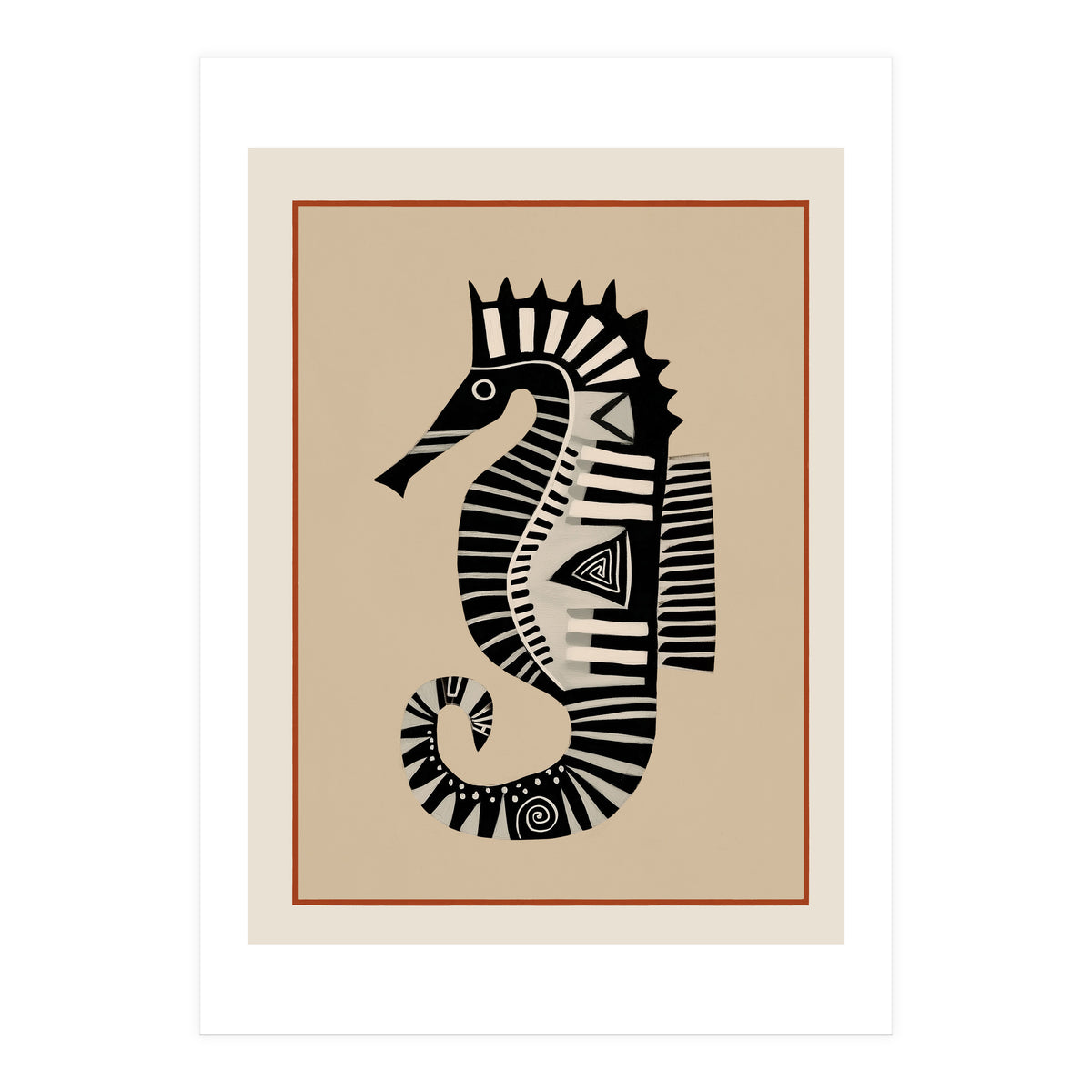 Striped Seahorse II (Print Only)