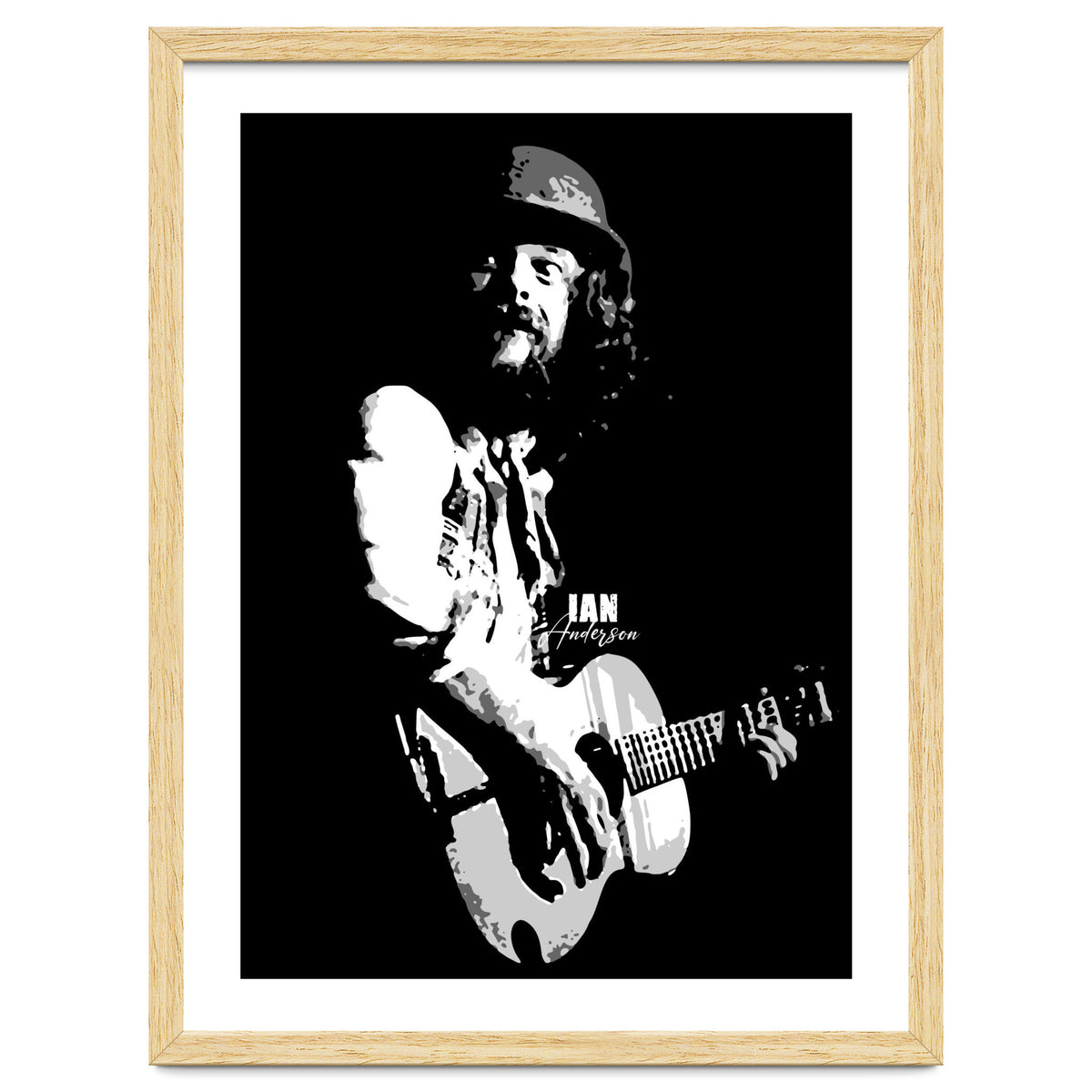 Ian Anderson Rock Music Legend in Grayscale