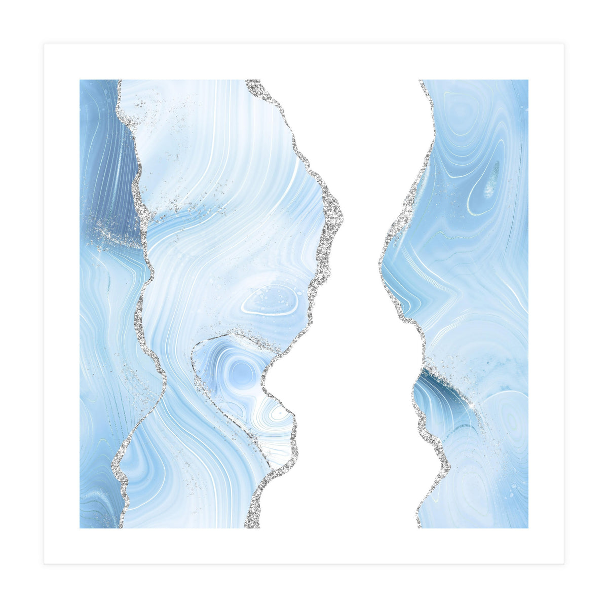 Blue & Silver Agate Glitter Texture 06 (Print Only)