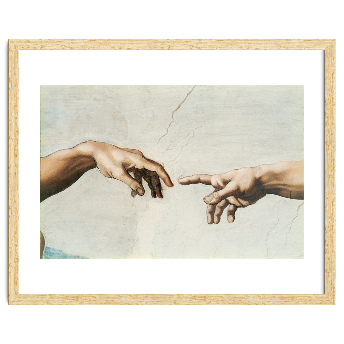 The Sistine Chapel; ceiling frescos after restoration. The creation of Adam.