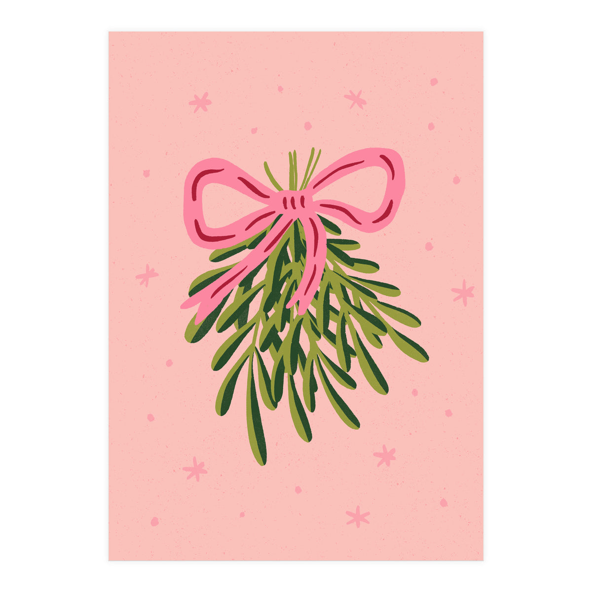 Mistletoe And Pink Bow (Print Only)