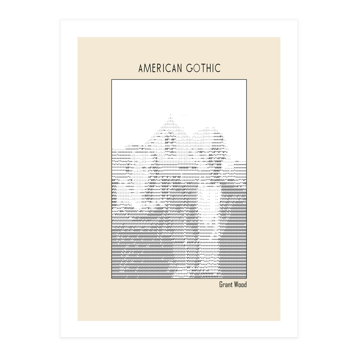 American Gothic – Grant Wood (ascii Art) (Print Only)