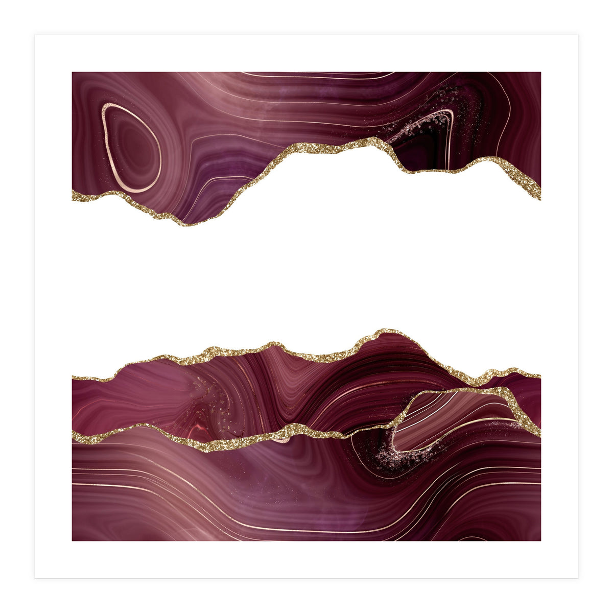 Burgundy & Gold Glitter Agate Texture 07 (Print Only)