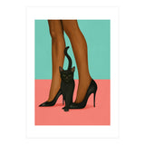 Woman In Heels With Black Cat (Print Only) thumbnail