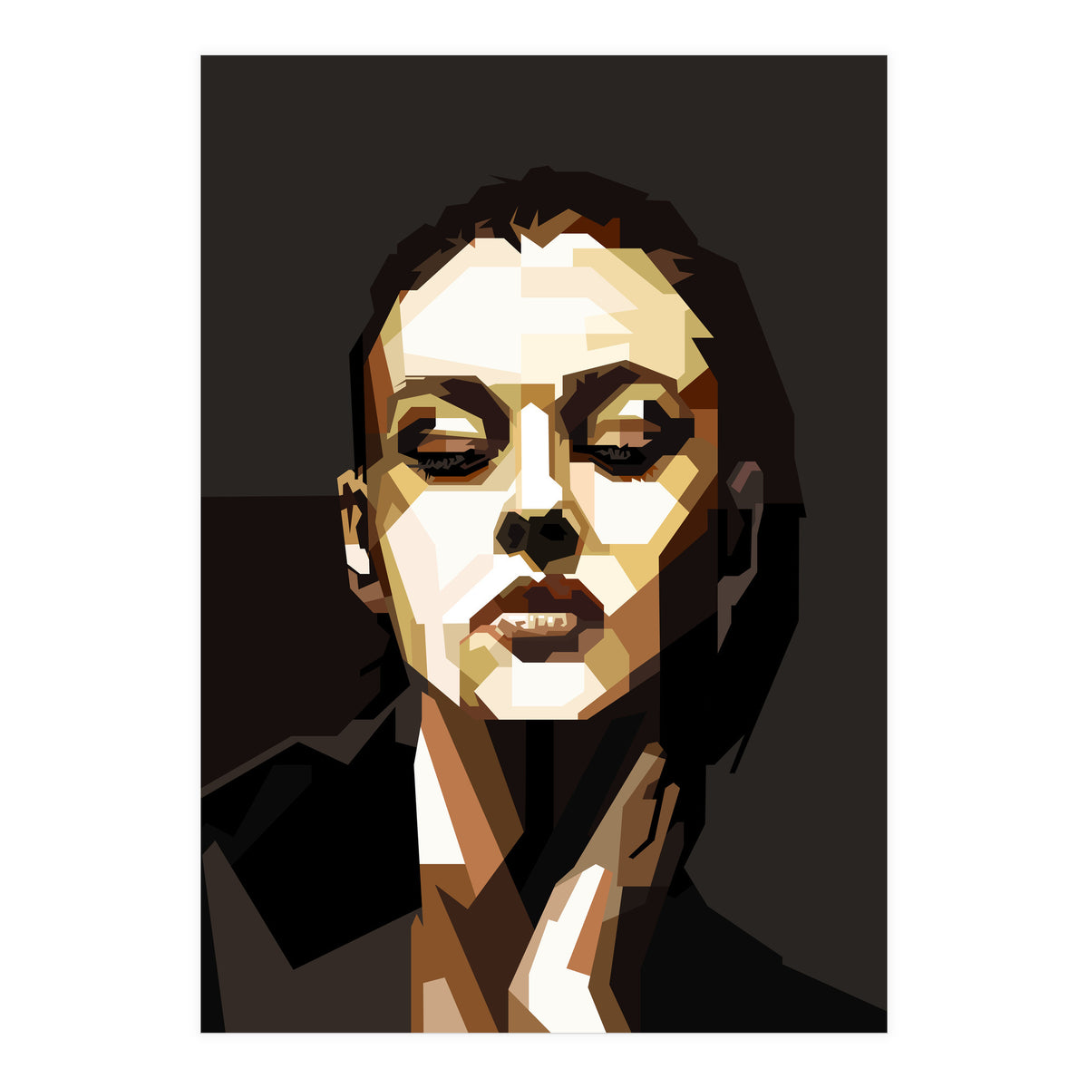 Monica Bellucci Hollywood Actress Retro Style Geometric Illustration (Print Only)