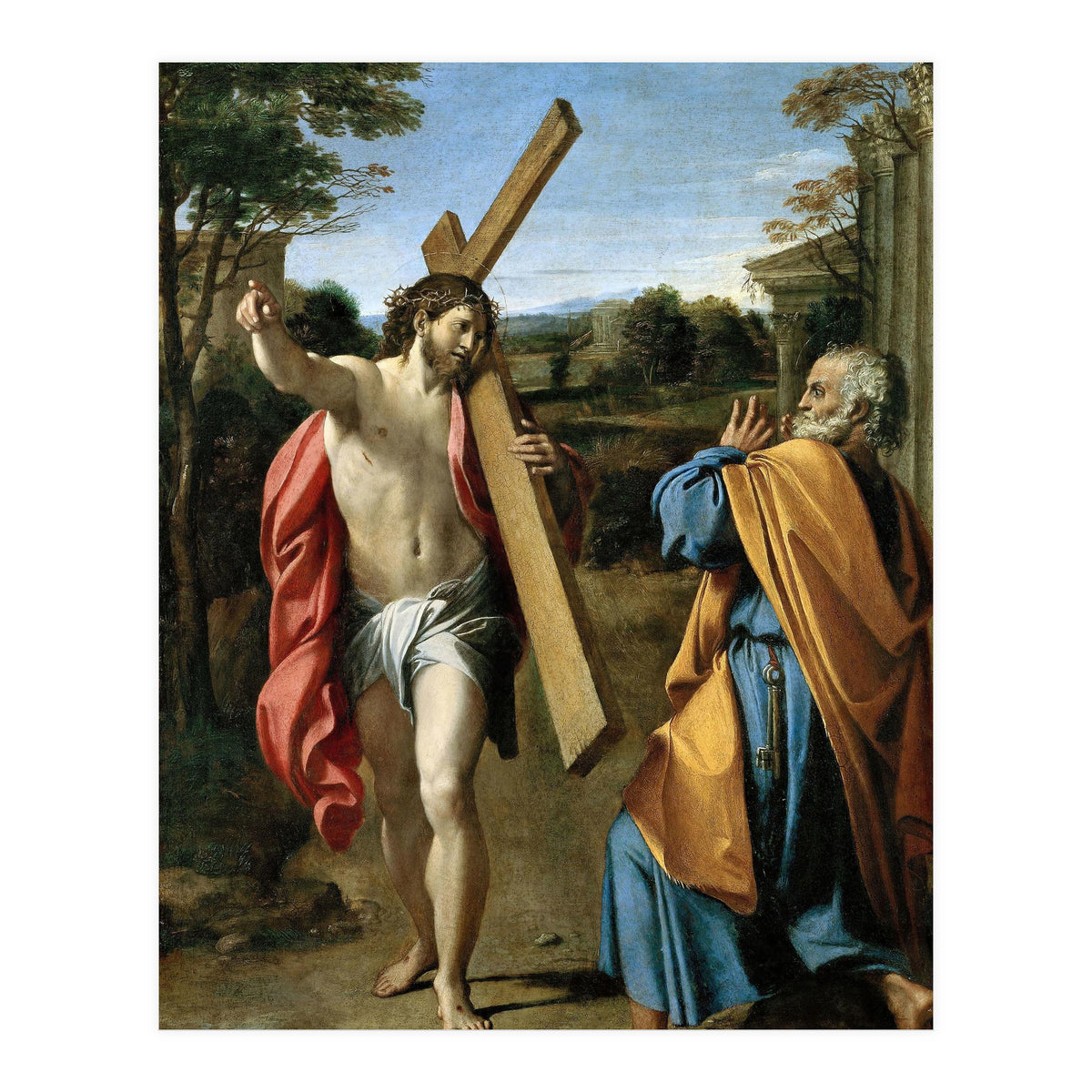 Annibale Carracci / 'Domine, quo vadis?', c. 1602, Oil on panel, 77.4 x 56.3cm. AGOSTINO CARRACCI. (Print Only)