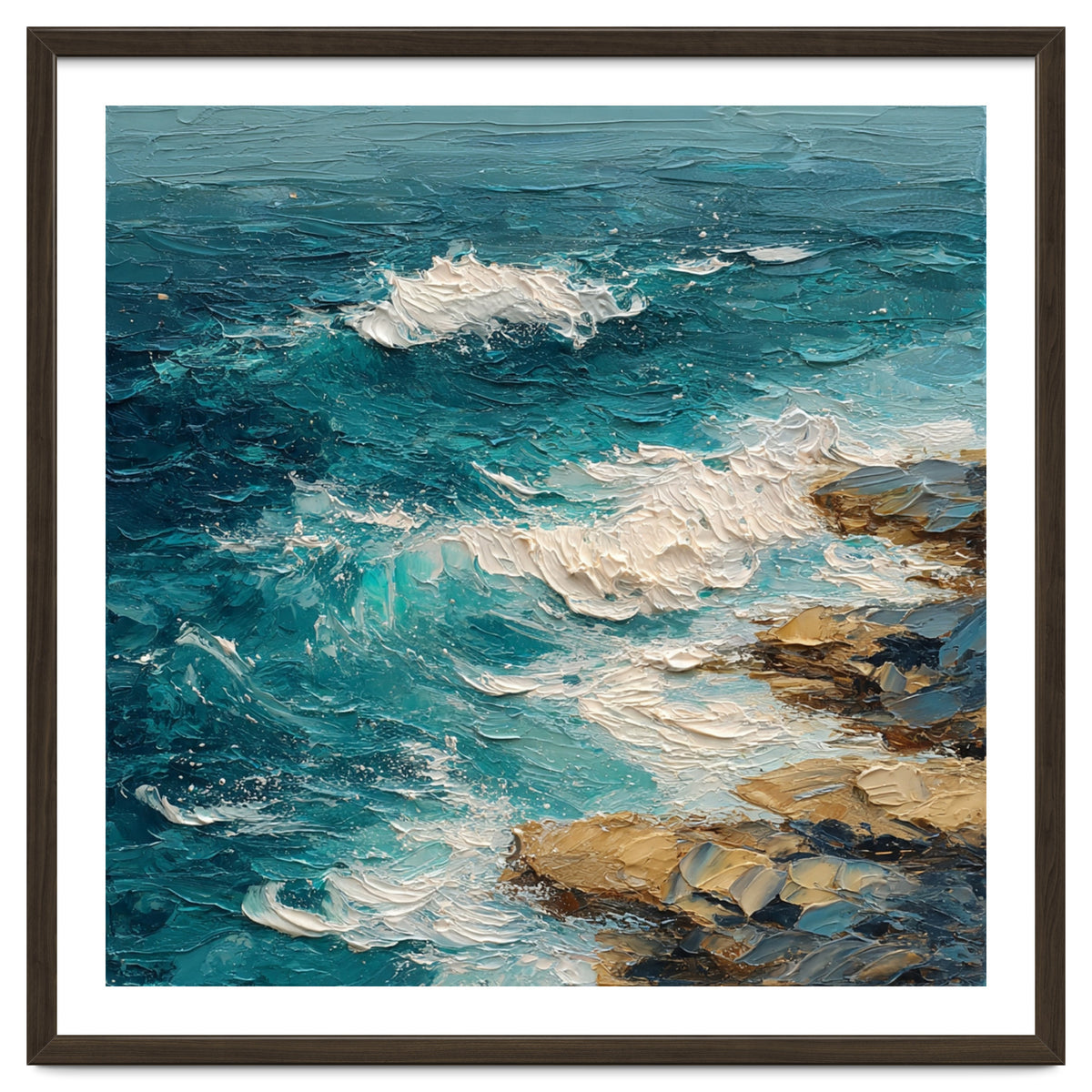 Dynamic Coastal Swell with Sculpted Turquoise Waves