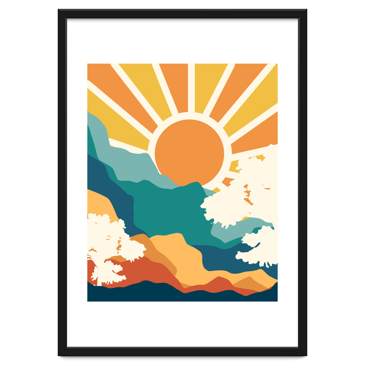 Sunrise Mindset, Positivity Optimism Self Love Self Care Growth, Nature Retro Eclectic Bohemian Peace Contemporary