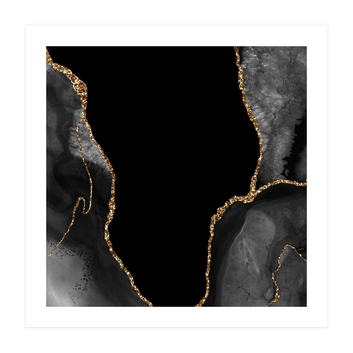 Black & Gold Agate Texture 03 (Print Only)