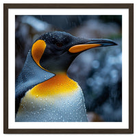 Close Up Of King Penguin In The Rain
