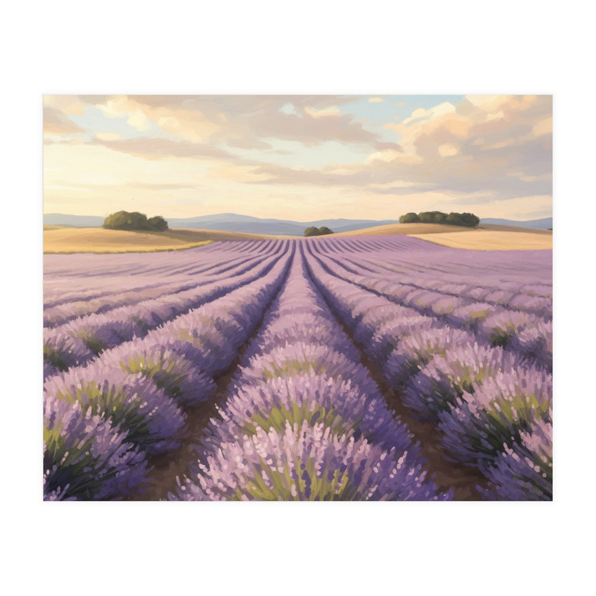 Provençal Sunset: Lavender Field Landscape (Print Only)