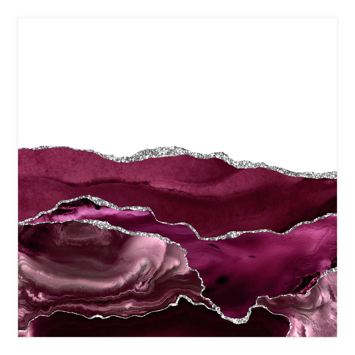 Burgundy & Silver Agate Texture 11  (Print Only)
