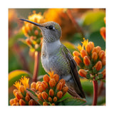Hummingbird Perched On Orange Flowers (Print Only) thumbnail