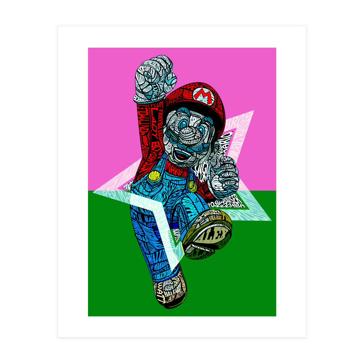 Mario Bross Typo Style Cartoon Pop Art (Print Only)