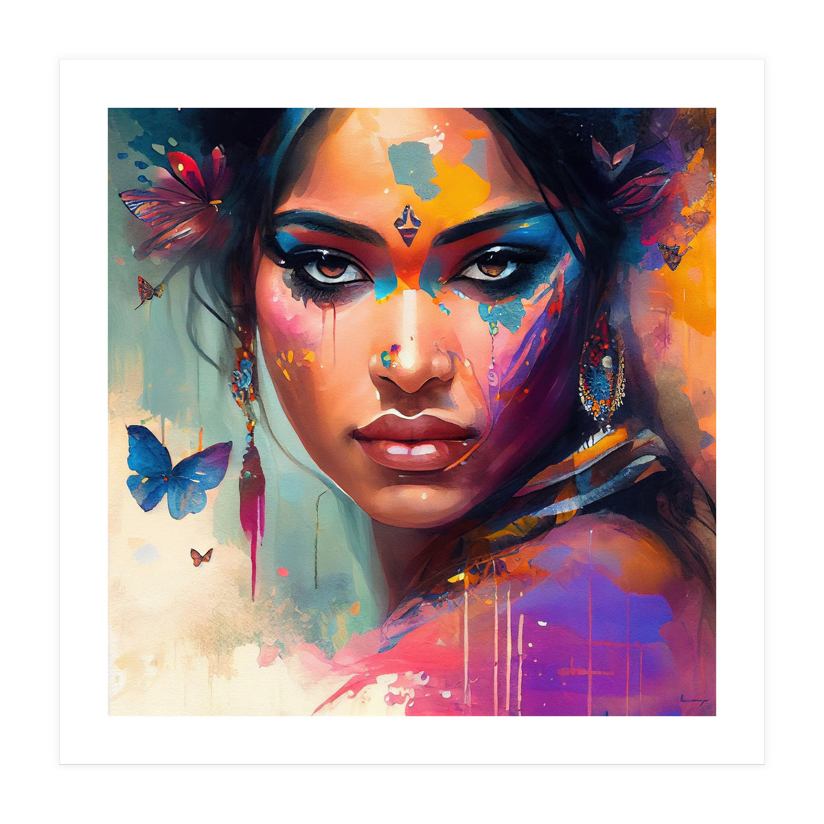 Butterfly Aura Hindu Portrait (Print Only)