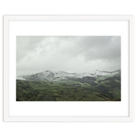 Snow-covered green mountains - Iceland