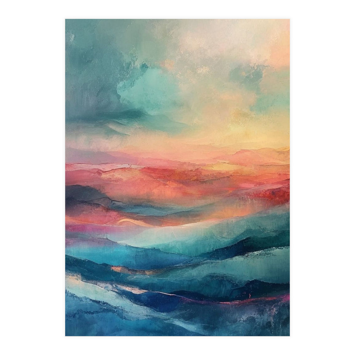 Ethereal Abstract Mountain Mist Painting (Print Only)