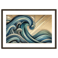 Art Deco Blue Ocean Waves