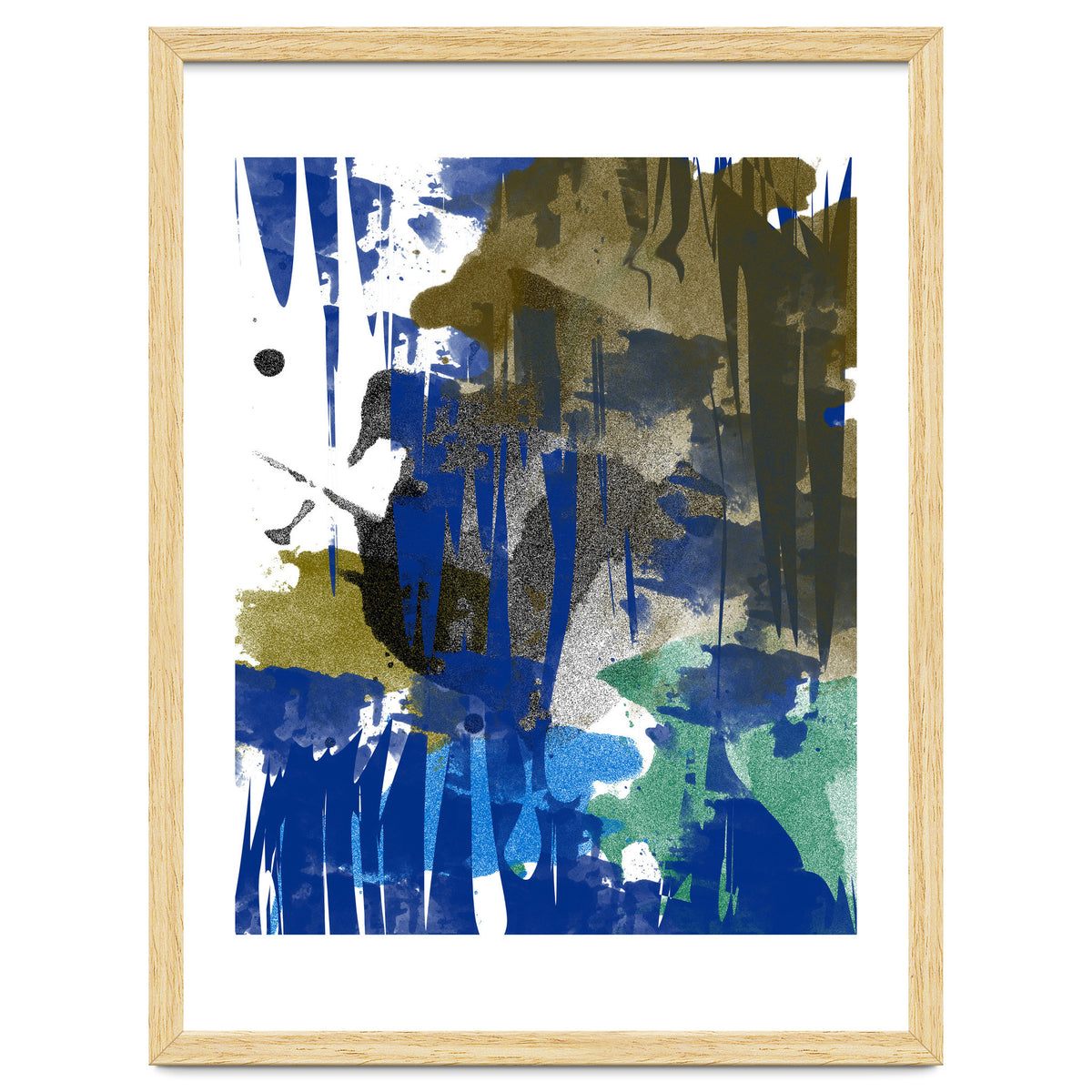 A Beautiful Mess, Abstract Blue Black Dark Eclectic Painting, Luxe Texture Contemporary Modern