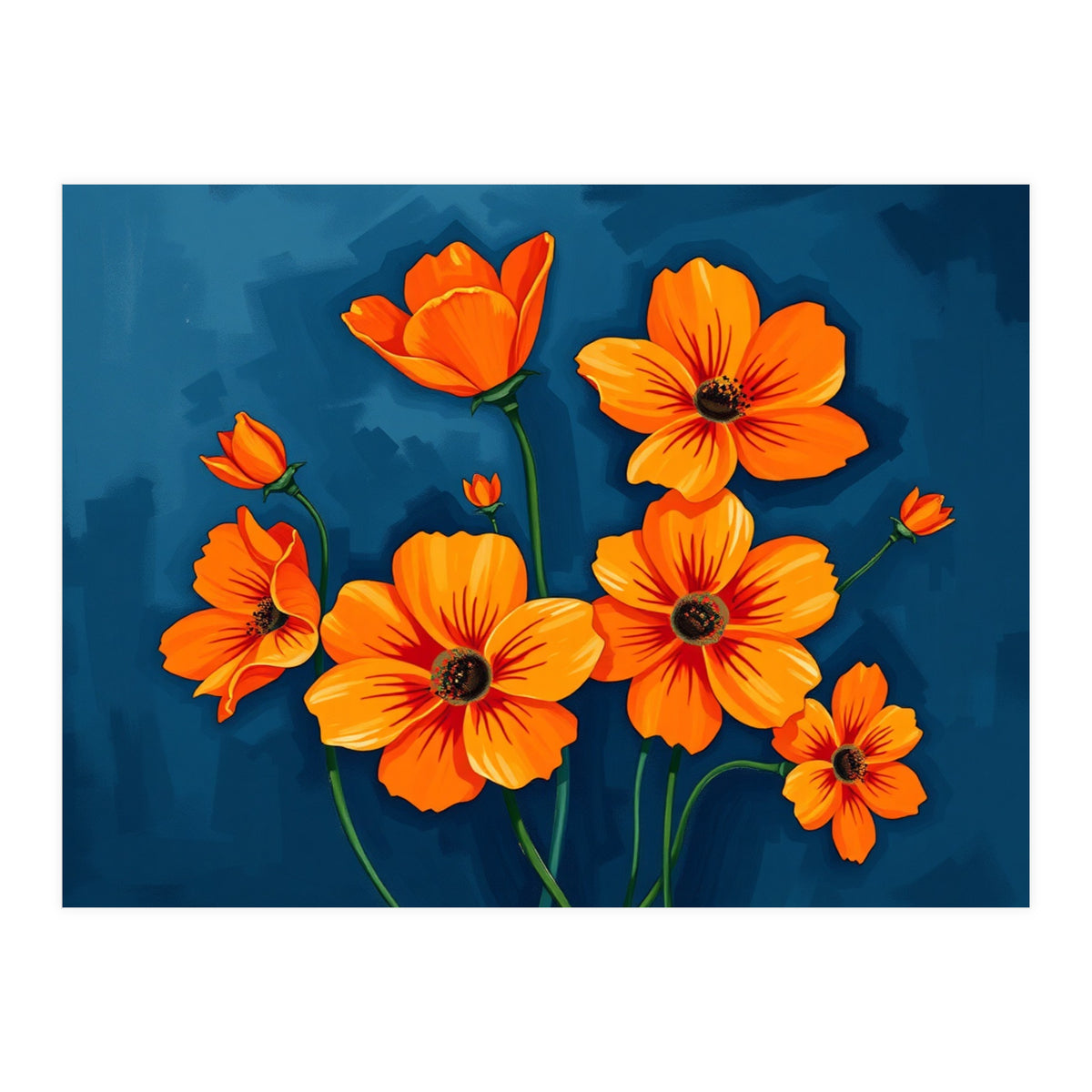 Orange Blue Flower (Print Only)