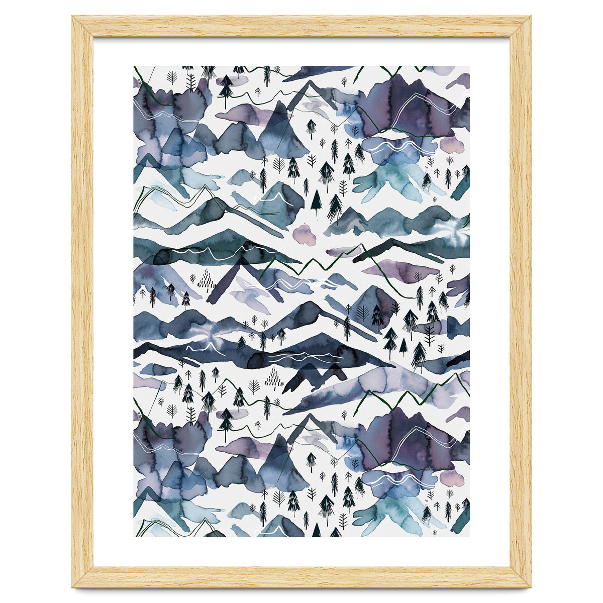 Watercolor Landscape Blue Mountains