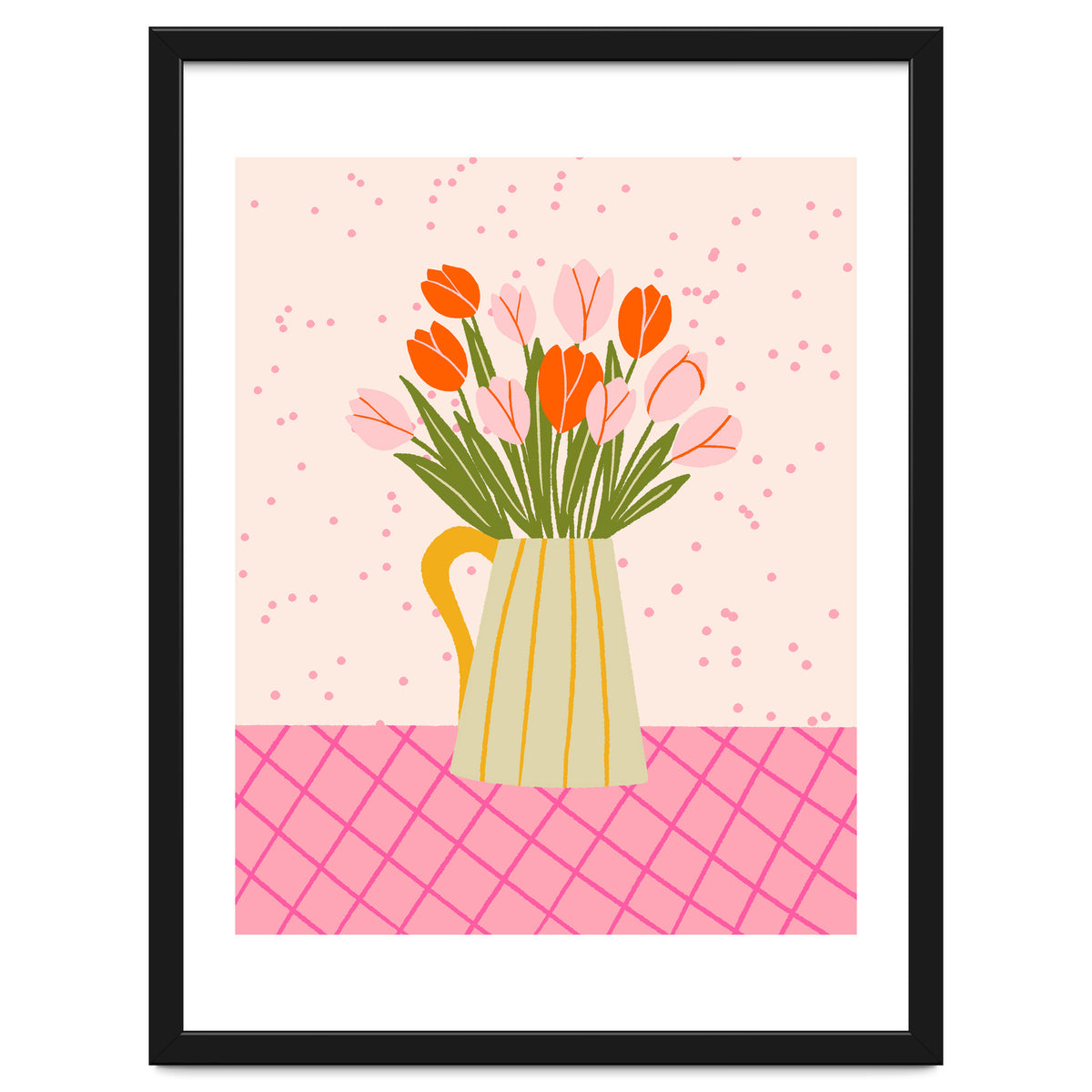 Tulips in a vase - pink and orange