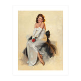 Smiling Young Woman Posing With Flower (Print Only) thumbnail