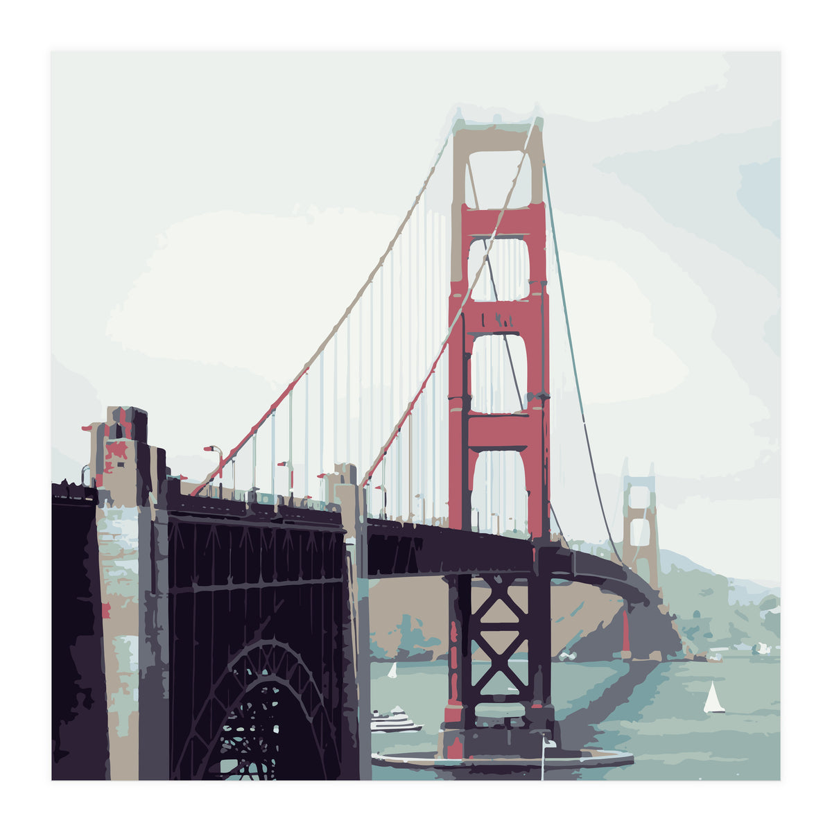 Golden Gate Watercolor Art (Print Only)