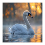 Beautiful Swan Floating On Water At Sunset (Print Only) thumbnail