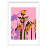 Golden Sunflowers Inside, Botanical Nature Floral Plants Painting, Blush Meadow Blossom Spring, Summer Bohemian Eclectic Positivity thumbnail