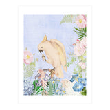 White Cockatoo In Flower Jungle  (Print Only) thumbnail