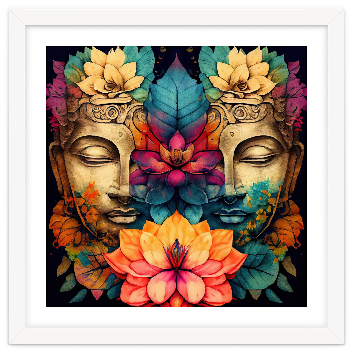 Twin Lotus Buddha Portrait