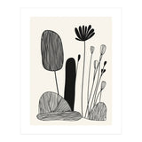 Abstract Black And White Botanical Illustration With Organic Shapes (Print Only) thumbnail