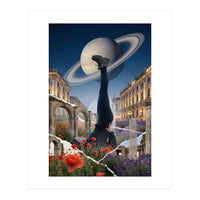 Cosmic Balance: Surreal Yoga in Ancient Dreamscapes (Print Only)