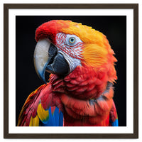 Scarlet Macaw Parrot Close Up Portrait Vivid Colors
