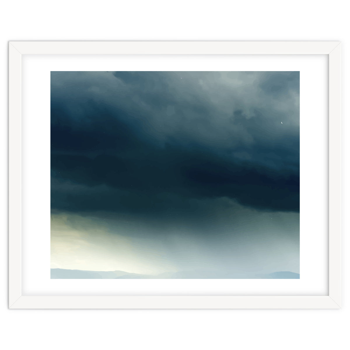 Storm Rain Clouds Watercolor Painting Blue Minimal Dark Sky Graphic