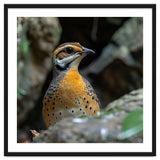 Colorful Bird Perched Among Rocks And Foliage thumbnail