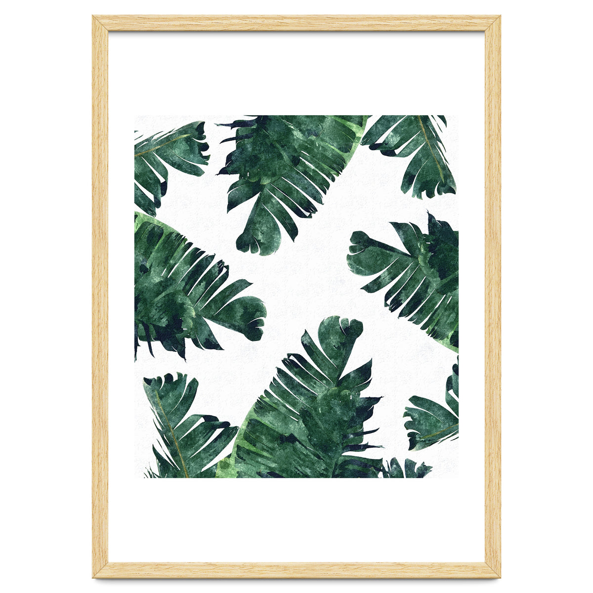 Banana Leaf Watercolor Painting, Tropical Nature Botanical Palm Illustration Bohemian Minimal Luxe