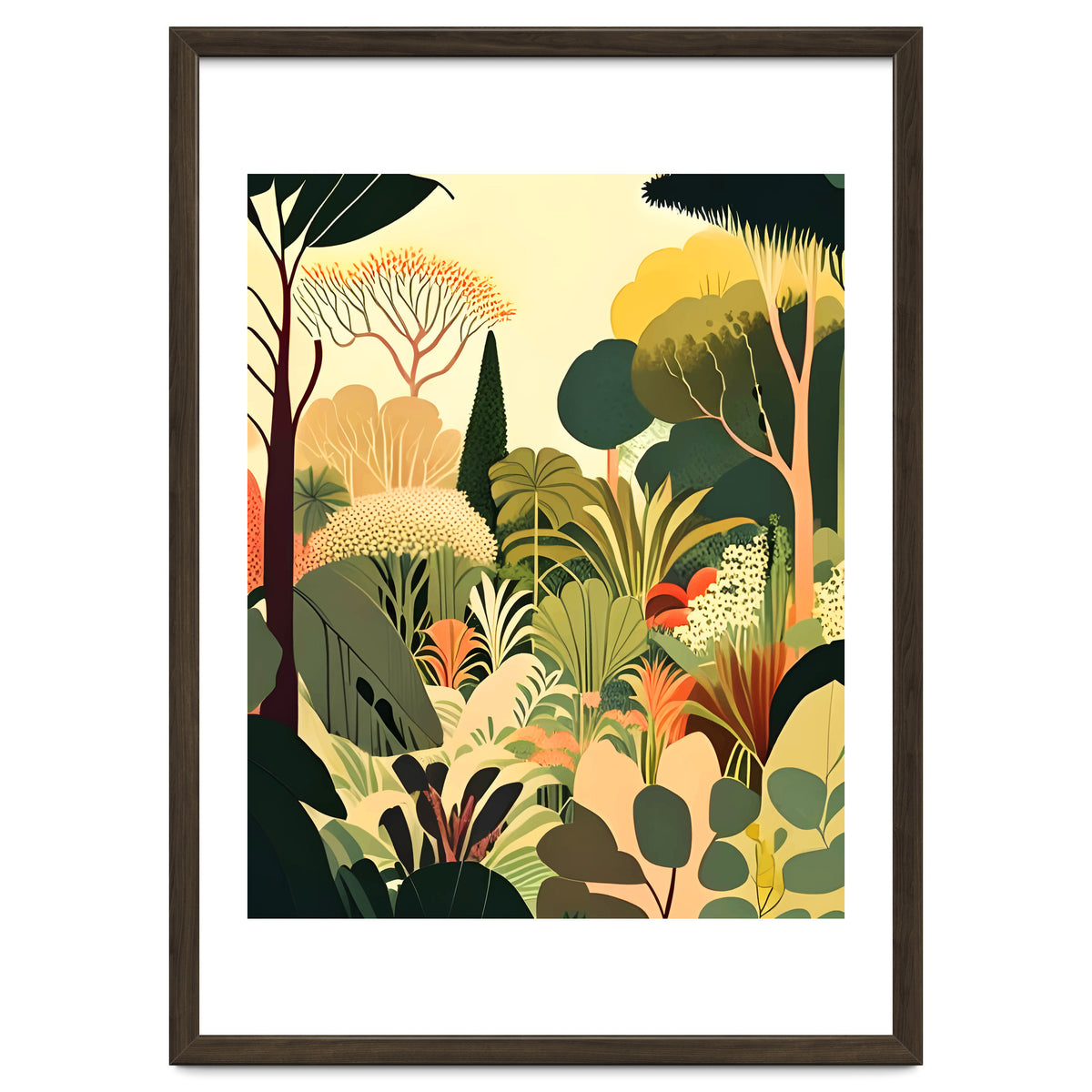 Pastel Garden, Botanical Nature Plants Jungle, Bohemian Eclectic Forest Illustration