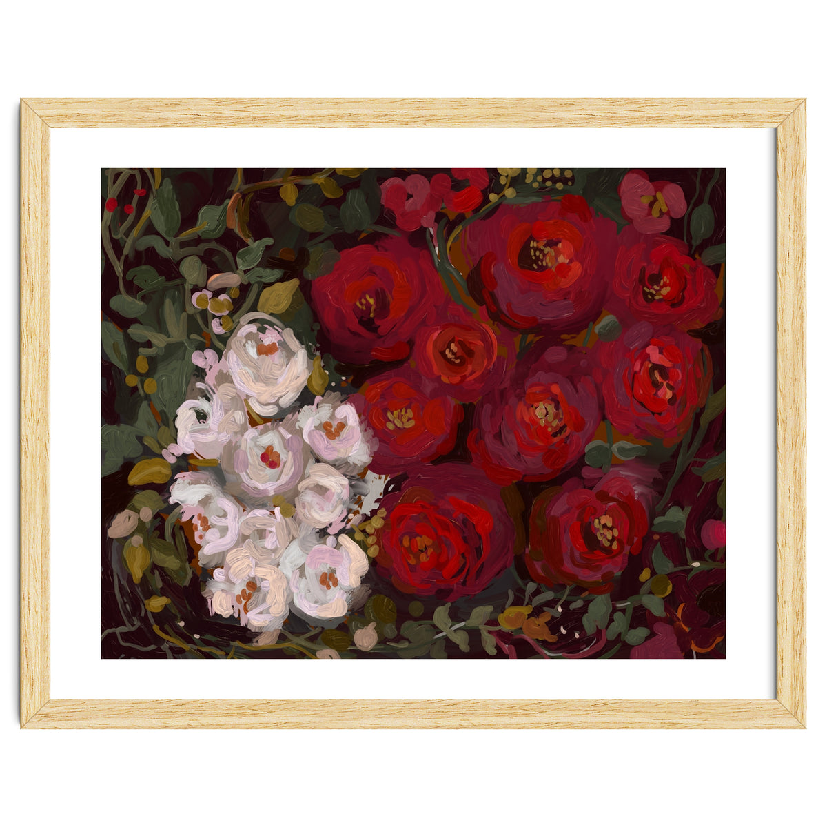 Vintage oil painted moody romantic Roses
