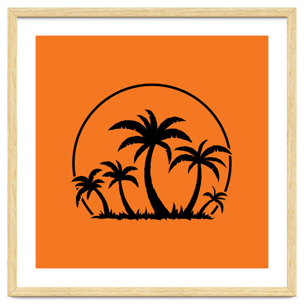 Palm Trees And Sunset in Black