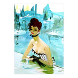 Pinup Girl In Cafe, Watercolor Painting (Print Only) thumbnail