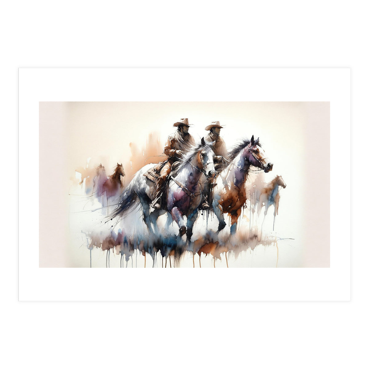Cowboy Riders On Horses (Print Only)