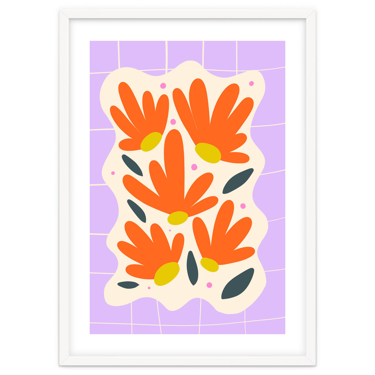 Modern Grid Floral Violet