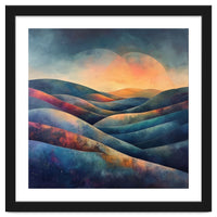 Abstract Ethereal Rolling Hills at Sunset