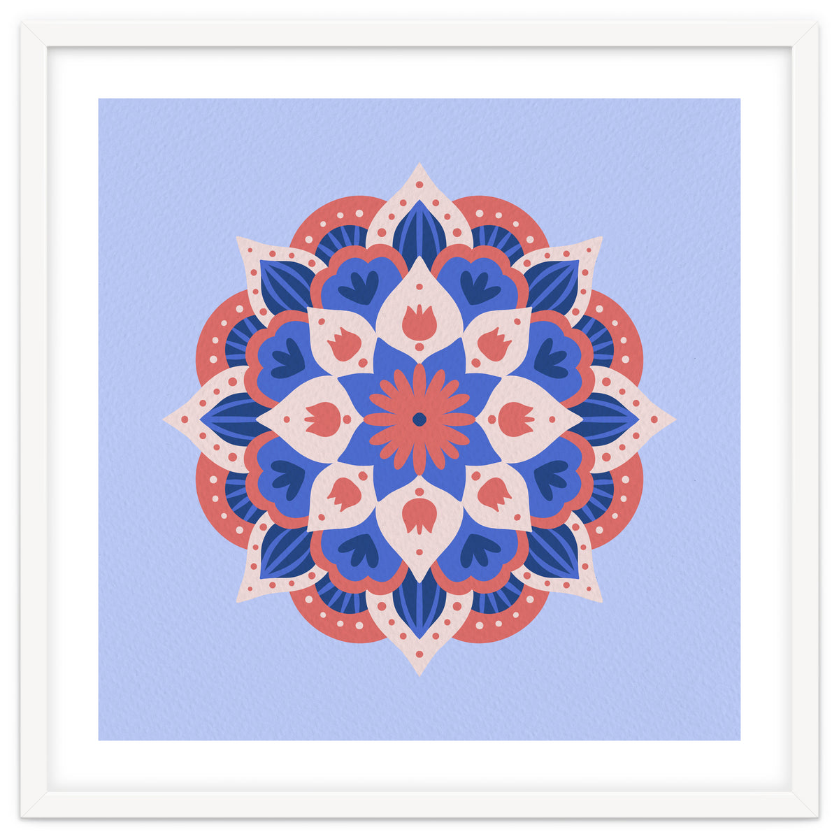 Mandala flower - blue and coral