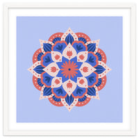 Mandala flower - blue and coral