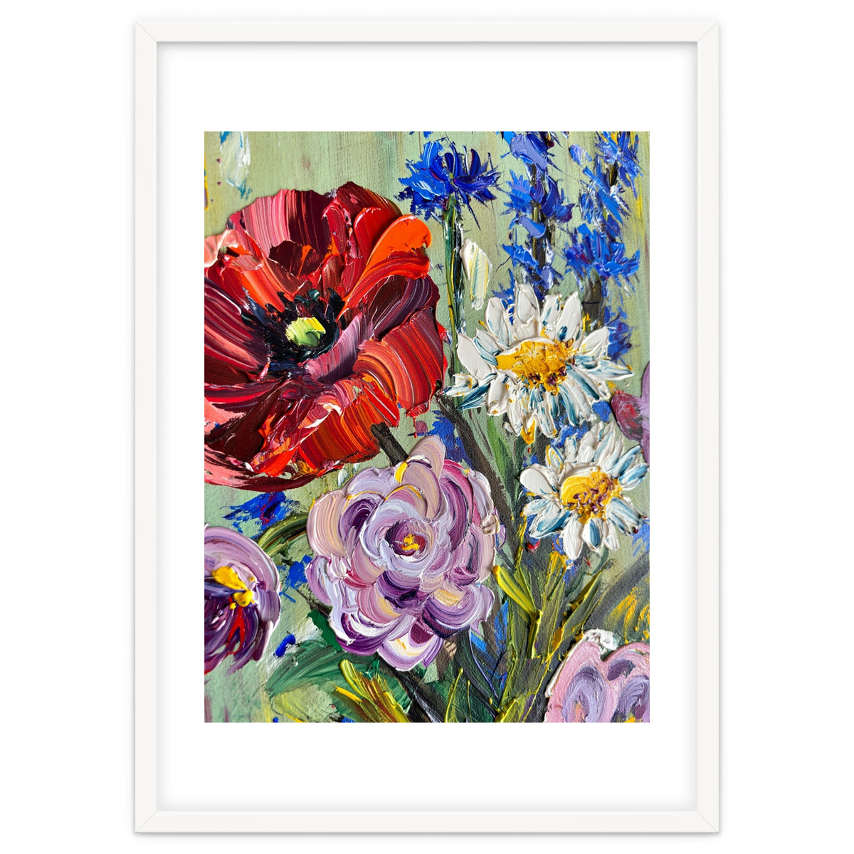 Vibrant Wildflower Meadow Oil Painting