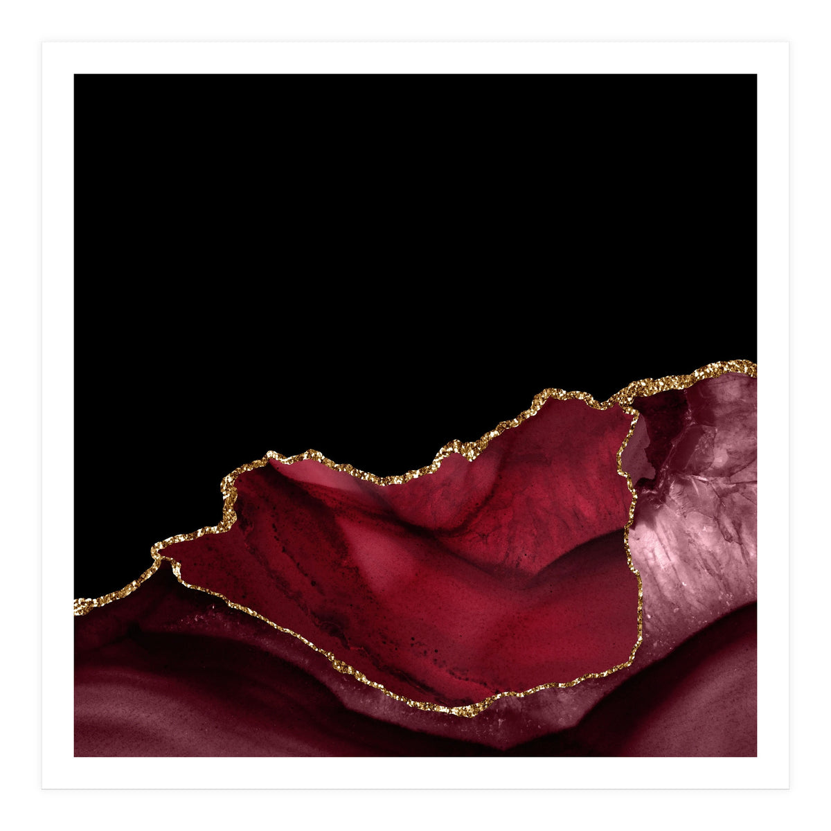 Burgundy & Gold Agate Texture 06  (Print Only)