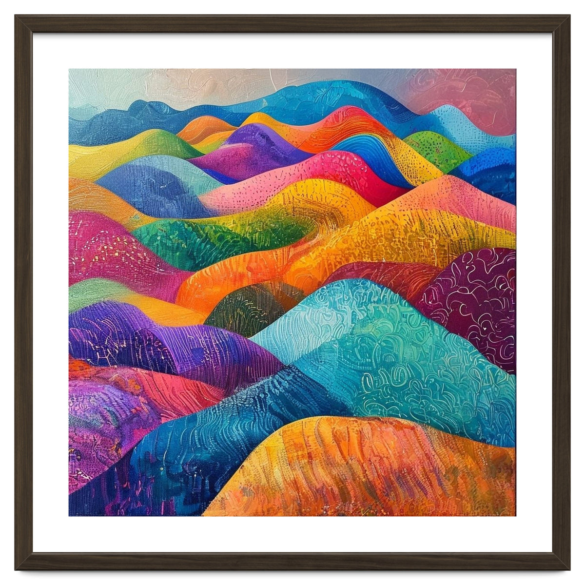 Vibrant Rainbow Rolling Hills Landscape